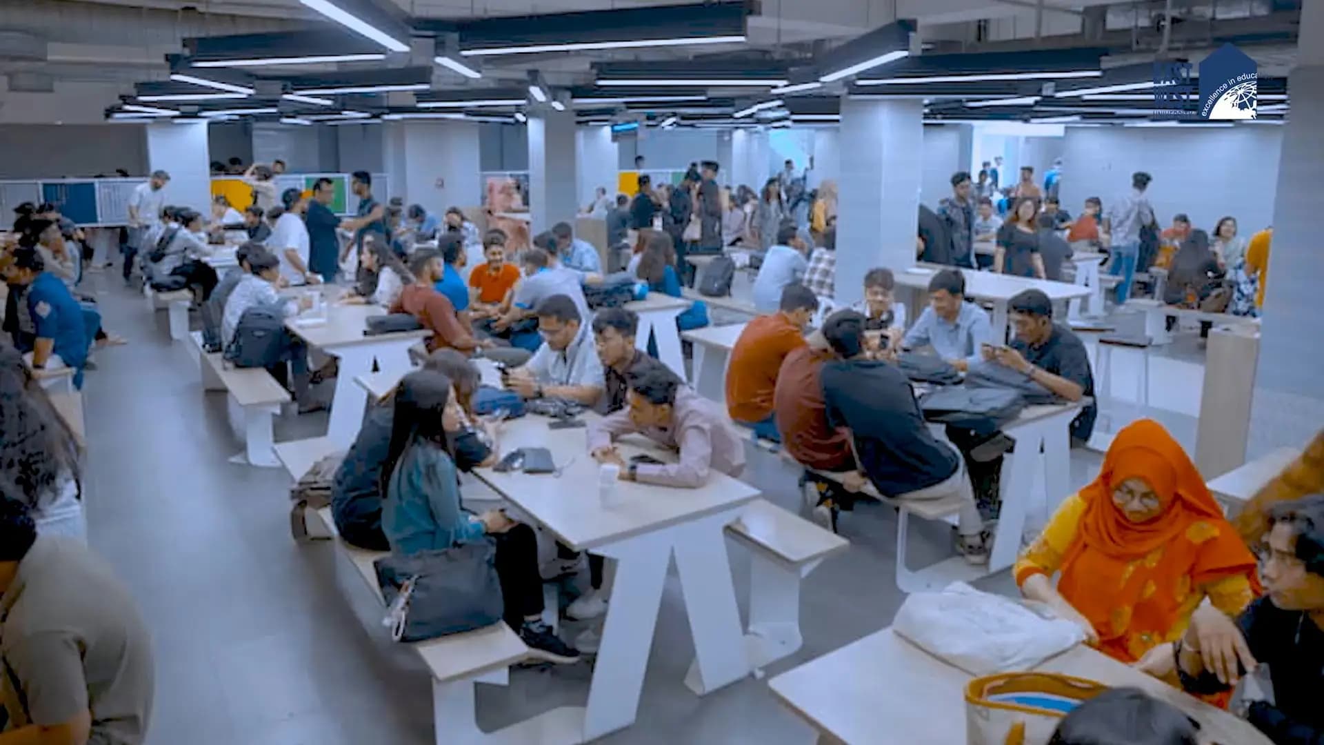 East West University students studying together